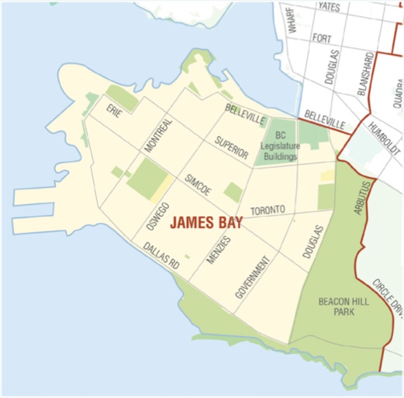 James Bay Neighbourhood Overview Victoria Real Estate Professionals   James Bay Neighborhood Map 